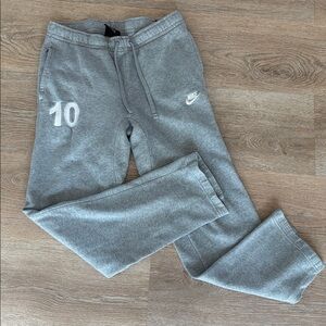 Nike Gray Fleece Sweatpants Joggers #10 Logo Size Small 804395-063